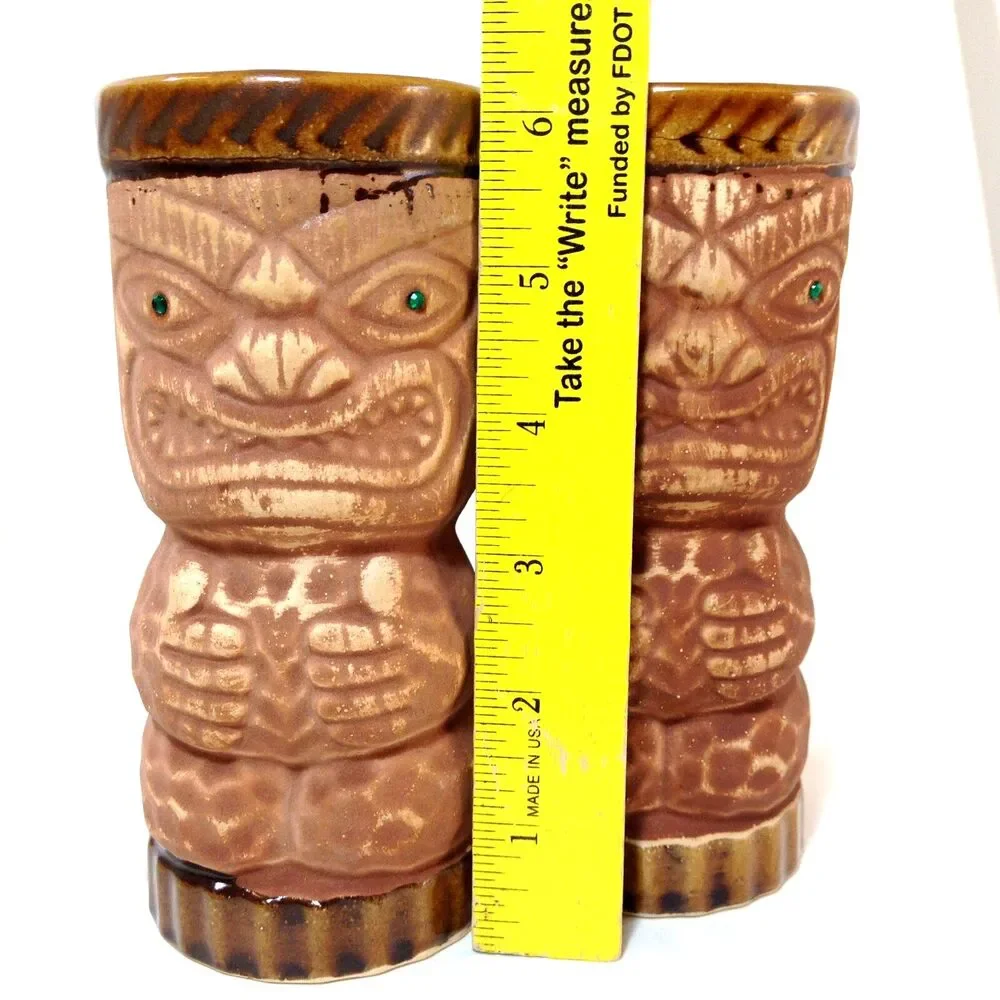 2 Vintage Tiki Mug Cup Ceramic Pair Of 2 Orchids of Hawaii Japan